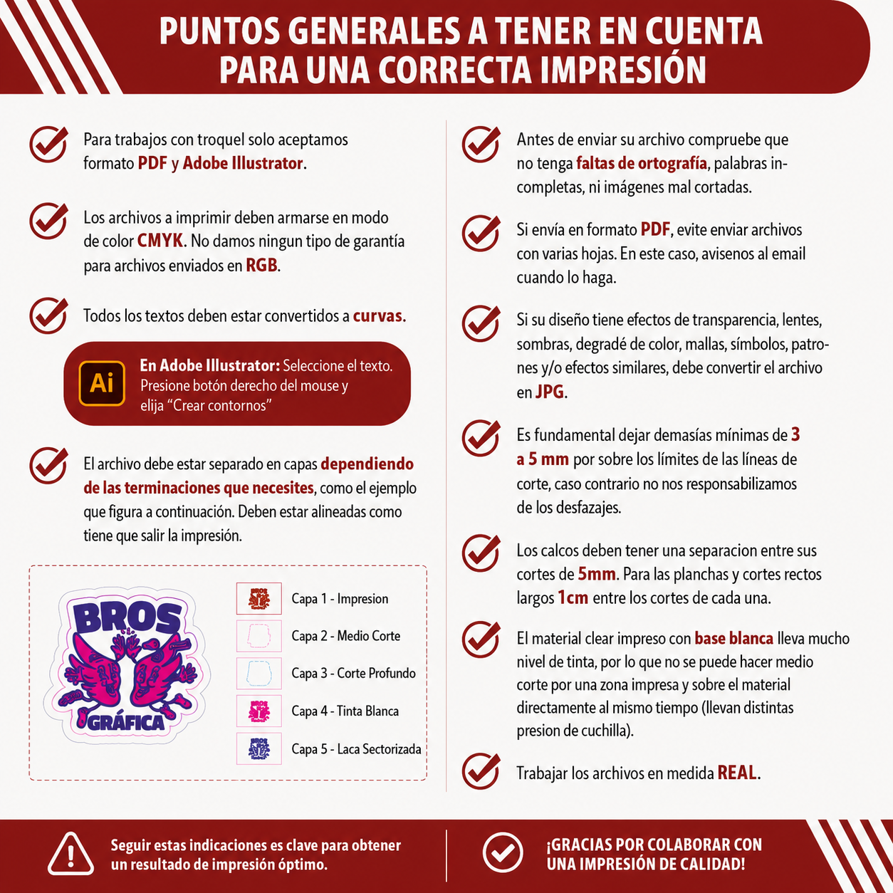 Puntos generales a tener en cuenta para una correcta impresión